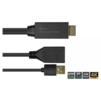 Alcasa HDMI-AD22 video kabeļa adapteris 0.3 m HDMI Type A DisplayPort Melns