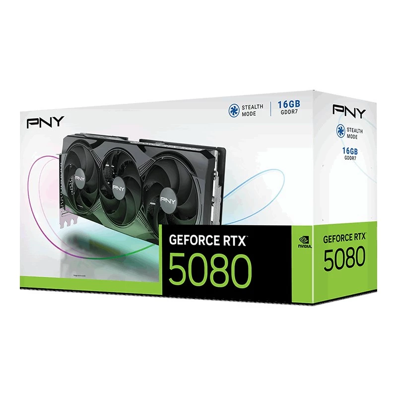PNY GeForce RTX 5080 Triple Fan Grafiskā karte, 16 GB GDDR7, PCI Express 5.0