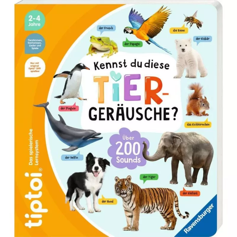 tiptoi Grāmata “Vai tu pazīsti šīs dzīvnieku skaņas?”, Mācību grāmata