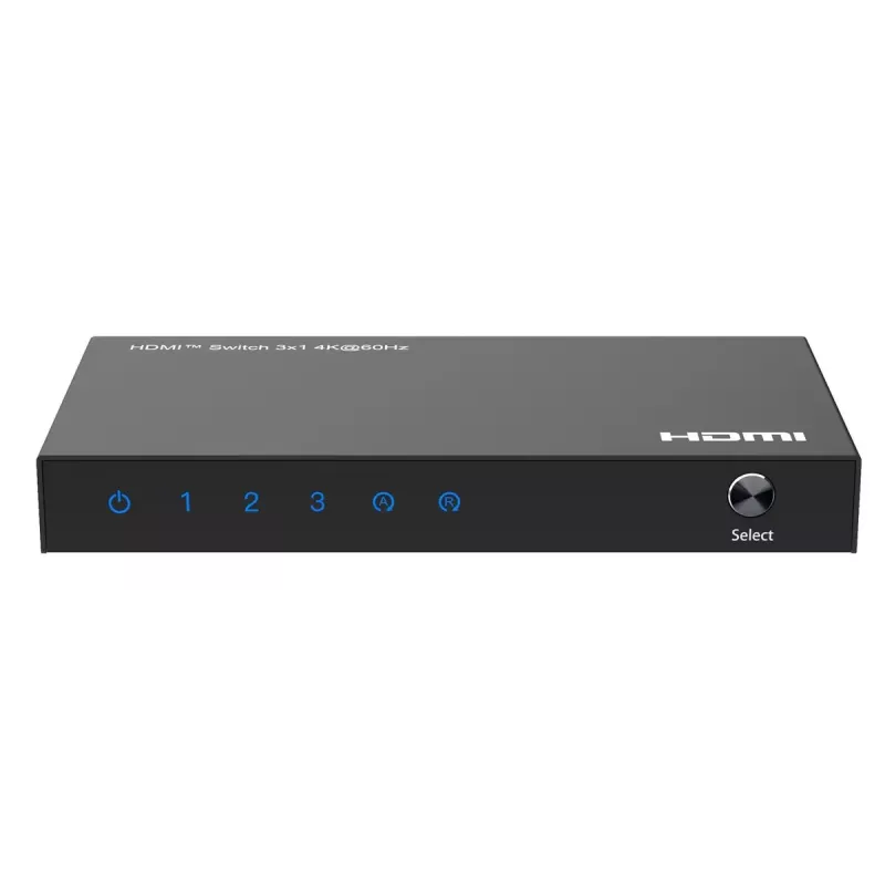 Video slēdzis MicroConnect MC-HDMISWITCH0301-4K 4K 60Hz Melns Metāls
