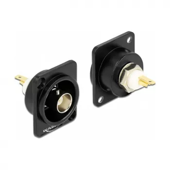BNC sieviešu vadu savienotājs DELOCK 86788, melns, 26×31.4×31 mm
