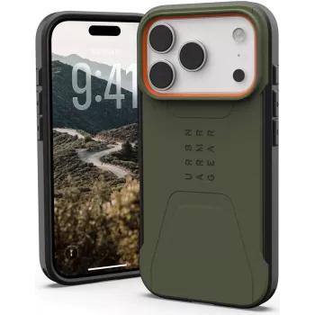 UAG Urban Armor Gear Civilian MagSafe Maciņš | Apple iPhone 17 Pro | olīvu/pop oranžs | 114545117297