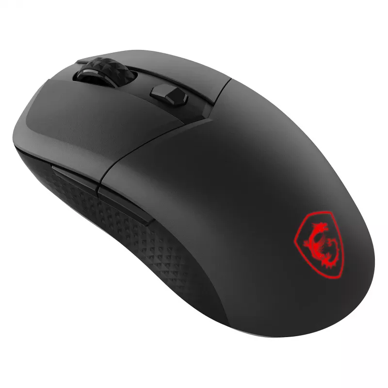 MSI VERSA 300 WIRELESS 8K Gaming Pele, Ambidekstrāla, Optiskā, 2600 DPI, 6 Pogas, Melna