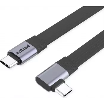 ROLINE USB4-2.0 kabelis (80 Gbit/s), plakans ST/ST, taisns-90° leņķis, 0,13 m (11.02.9099)