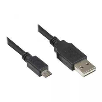 Savienojuma kabelis USB 2.0 EASY Plug A kontaktdakša uz Micro B, melns, 0,5m, Good Connections® (2510-EUM005)