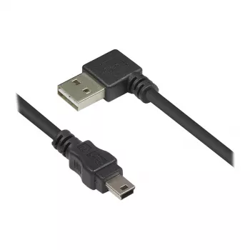 Good Connections USB 2.0 kabelis EASY Plug A – Mini-B leņķa spraudnis, melns, 0,5 m