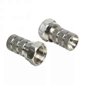 Savienotājs F DELOCK 65615, metāla F tipa kabeļa spraudnis koaksiālajam kabelim Ø 5.0–5.2 mm, sudraba, 1 gab.