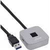 USB pirkstu nospiedumu skeneris ar centrmezglu InLine 41360K, Windows Hello saderīgs, 1,5 m kabelis, sudrabs