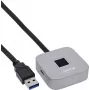 USB pirkstu nospiedumu skeneris ar centrmezglu InLine 41360K, Windows Hello saderīgs, 1,5 m kabelis, sudrabs