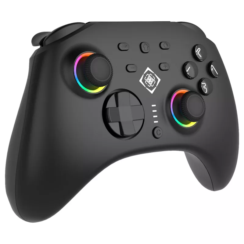 Spēļu kontrolieris Deltaco GAM-198 Melns — Bluetooth un USB (Type-C) Nintendo Switch, Switch 2, Switch OLED, Android, PC