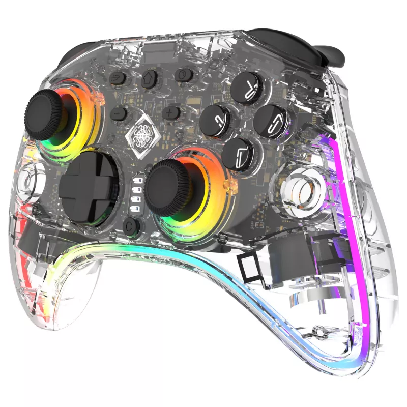 Spēļu kontrolieris Deltaco Gaming GAM-198-T Caurspīdīgs Bluetooth/USB-C Nintendo Switch, Switch 2, Switch OLED, Android, PC