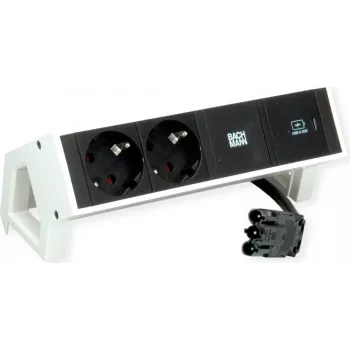 Bachmann 902.933 DESK2 kontaktligzdu bloks, balts, 2x Schuko, 1x USB-C 30 W