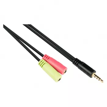 Good Connections austiņu adapteris, 3,5 mm spraudnis uz 2x 3,5 mm ligzdām, OMTP, 0,2 m, melnā krāsā (AD-HS03)