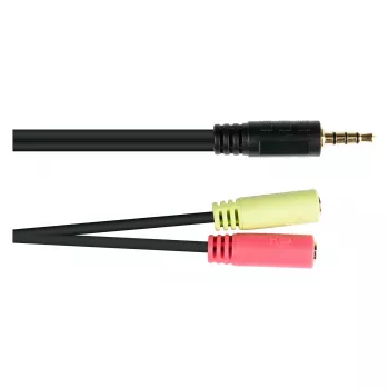 Good Connections austiņu adapteris, 3,5 mm spraudnis uz 2x 3,5 mm ligzdām, OMTP, 0,2 m, melnā krāsā (AD-HS03)