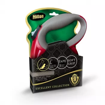Savelkamā suņu pavada Hilton Smart Dog Tape L — 5 m, līdz 30 kg, bordo-pelēka