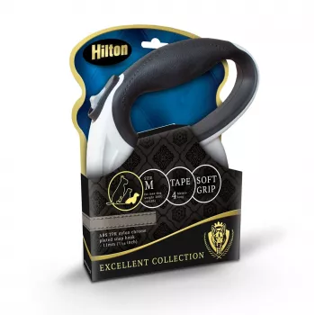 Hilton Smart Dog Tape M — 4 m atvelkama suņu pavada, balti-melna, līdz 20 kg