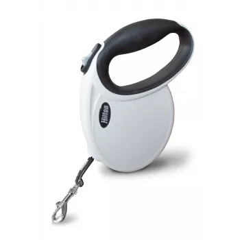 Hilton Smart Dog Tape M — 4 m atvelkama suņu pavada, balti-melna, līdz 20 kg