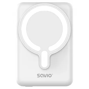 Power bank SAVIO BA-13 10000 mAh ar 20W izeju un bezvadu uzlādi, Balts