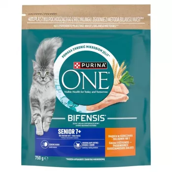 Purina Nestlé Purina ONE Kaķu barība 7+ ar vistu un pilngraudu produktiem 750g