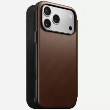 Ādas un alumīnija folio Nomad Modern Leather Folio iPhone 17 Pro Max (6.9 inch) Brūns
