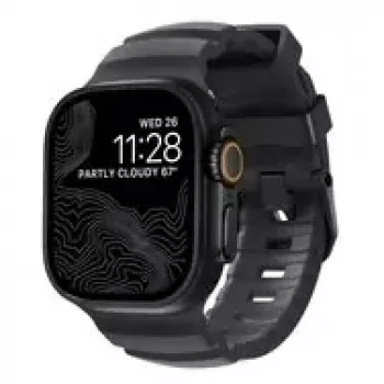 NOMAD Rocky Point Band - siksniņa Apple Watch 46mm/49mm ar FKM un titānu (storm, melna aparatūra)