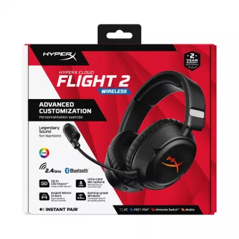 Bezvadu spēļu austiņas HyperX Cloud Flight 2 — Circumaural, Melna
