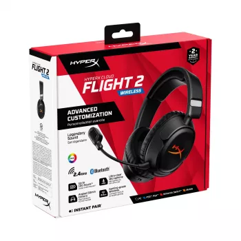 Bezvadu spēļu austiņas HyperX Cloud Flight 2 — Circumaural, Melna