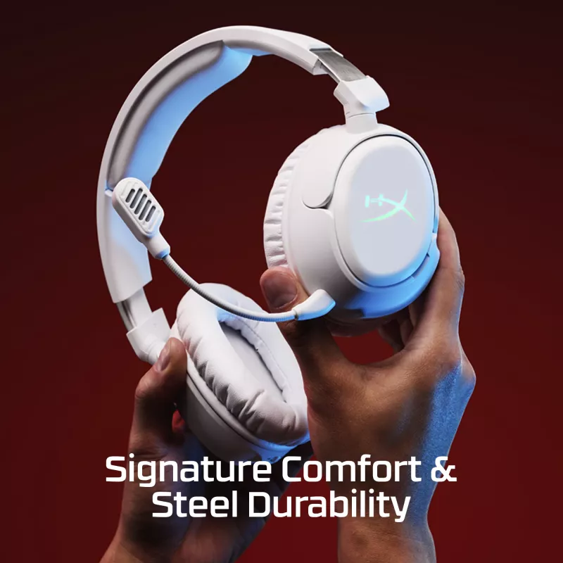 Bezvadu spēļu austiņas KINGSTON HyperX Cloud Flight 2 ar USB-C un Bluetooth, balta