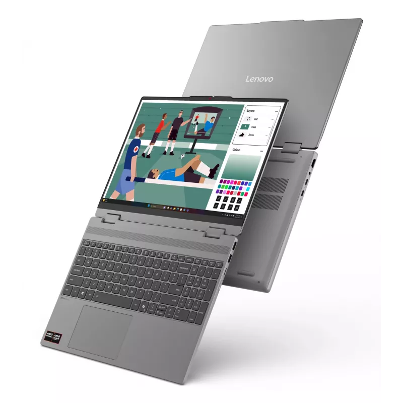 Lenovo IdeaPad 5 2-in-1 15AGP11 Copilot+ PC AMD Ryzen™ AI 5 430 Hibrids (2-in-1) 38.9 cm (15.3 collu) Skārienjutīgs WUXGA 16 GB DDR5-SDRAM 512 GB SSD Wi-Fi 7 (802.11be) Windows 11 Home German Grey