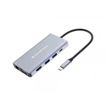 Conceptronic DONN20G 10-in-1 USB 3.2 Gen 1 Docking Station, HDMI, VGA, USB-A 5Gbps, USB-C 5Gbps, SD, TF/MicroSD, Audio, GbE LAN, 100W USB PD