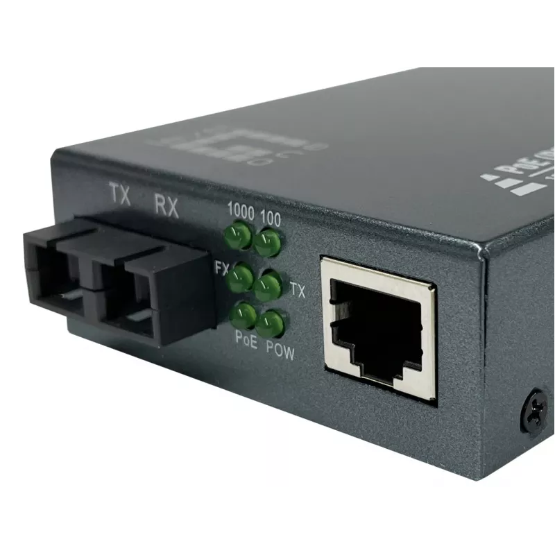 LevelOne GVT-2014 RJ45–SC Gigabitu Mediju Pārveidotājs, PoE PSE, Vienmoda Šķiedra, 20 km