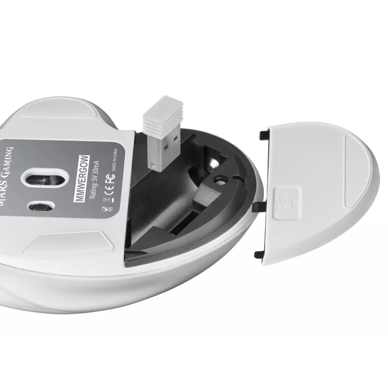 Mars Gaming MMWERGO Bezvadu Ergonomiska Pele Balta, Labā Rokai, Mehāniska, RF Bezvadu, 3200 DPI, Balta