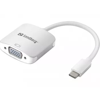 Sandberg USB-C uz VGA Link, USB Type-C, VGA (D-Sub), vīrietis, sieviete, 1920 x 1080 (HD 1080), 2048 x 1152, 1080p