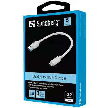 Sandberg USB-C 3.1 > USB-A 3.0 0.2M, balts