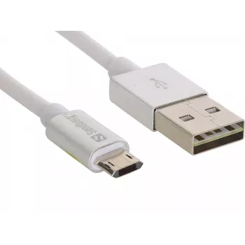 Sandberg MicroUSB Reversible kabelis 1m, 1 m, USB A, Micro-USB A, Sudraba, Balts