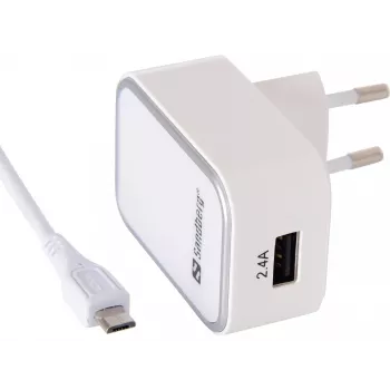 Sandberg AC Lādētājs EU Micro USB 2.4A, Iekštelpām, Maiņstrāva, 5 V, Balts