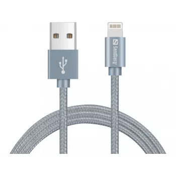 Sandberg Excellence Lightning Grey 1m, 1 m, Lightning, USB A, Pelēks, Taisns, Taisns