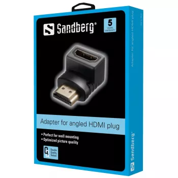 Sandberg HDMI 2.0 leņķa adapteris spraudnis, HDMI, HDMI, Melns
