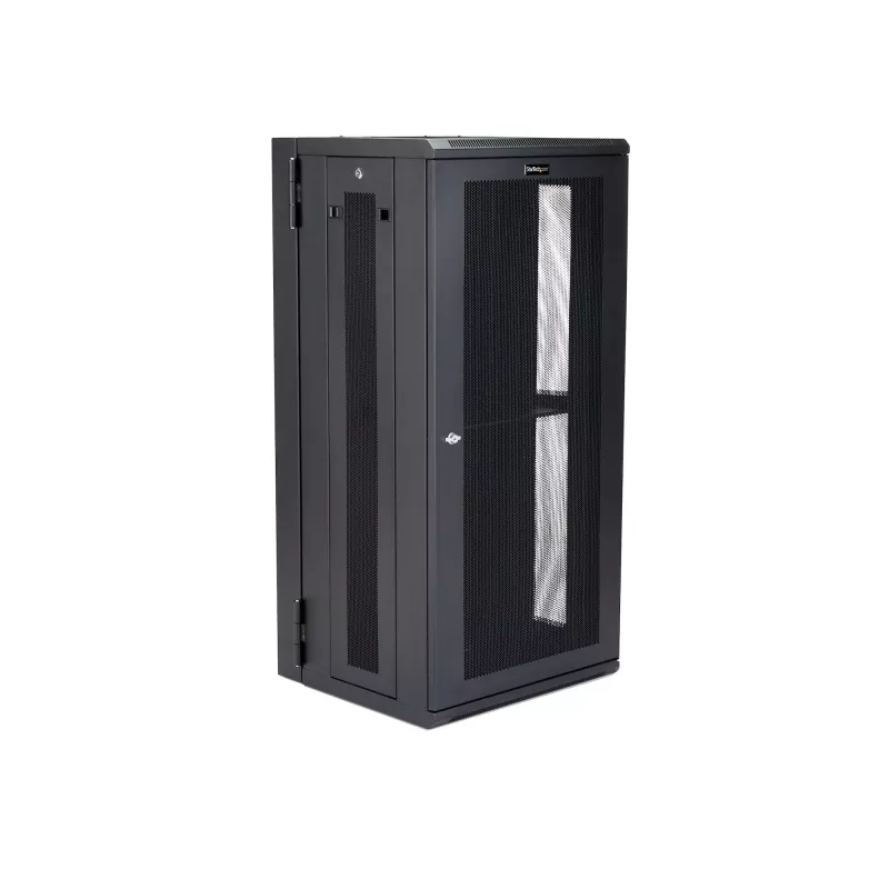 StarTech.com 4-Stabu 26U Sienas Tīkla Skapis ar 1U Plauktu, 19 collu Eņģu Sienas Servera Rack Datu/AV/Elektronikas/Datoru Iekārtām, Elastīgs Ventilējams Rack Korpuss