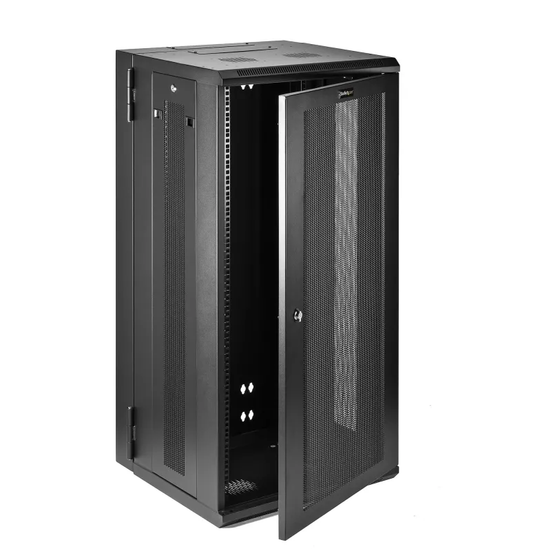 StarTech.com 4-Stabu 26U Sienas Tīkla Skapis ar 1U Plauktu, 19 collu Eņģu Sienas Servera Rack Datu/AV/Elektronikas/Datoru Iekārtām, Elastīgs Ventilējams Rack Korpuss
