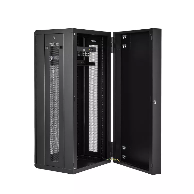 StarTech.com 4-Stabu 26U Sienas Tīkla Skapis ar 1U Plauktu, 19 collu Eņģu Sienas Servera Rack Datu/AV/Elektronikas/Datoru Iekārtām, Elastīgs Ventilējams Rack Korpuss