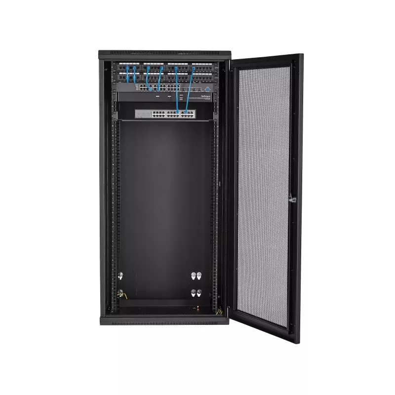 StarTech.com 4-Stabu 26U Sienas Tīkla Skapis ar 1U Plauktu, 19 collu Eņģu Sienas Servera Rack Datu/AV/Elektronikas/Datoru Iekārtām, Elastīgs Ventilējams Rack Korpuss