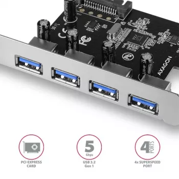 Axagon PCEU-430VL PCI-Express karte 4x USB 3.2 Gen 1 iekšējais adapteris