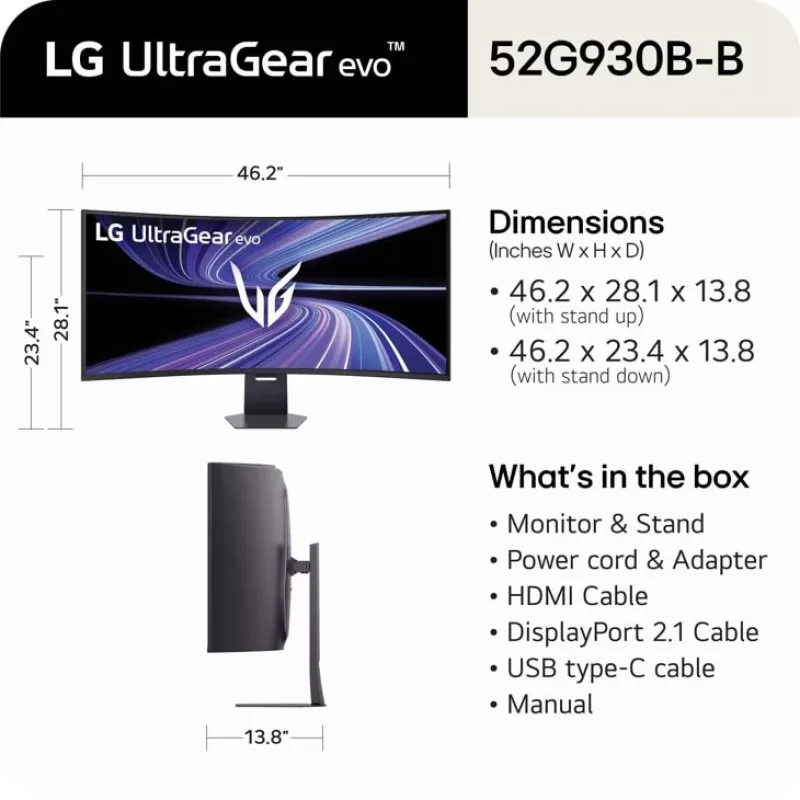 LG 52G930B-B.AEU dators 132,1 cm (52 collu) monitors, 5120 x 2160 pikseļi, melns