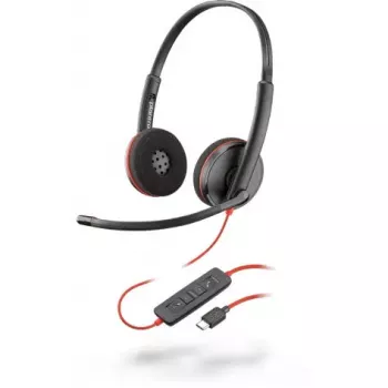 Austiņas HP POLY Blackwire 3225 — vadu USB Type-A, galvas saite, birojam/zvanu centram, 121 g, melna/sarkana