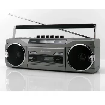 Portatīvais kasešu atskaņotājs Soundmaster SRR80TI ar DAB+ un FM, LCD displejs, 3 W RMS, 3,5 mm austiņas, baterija/230V