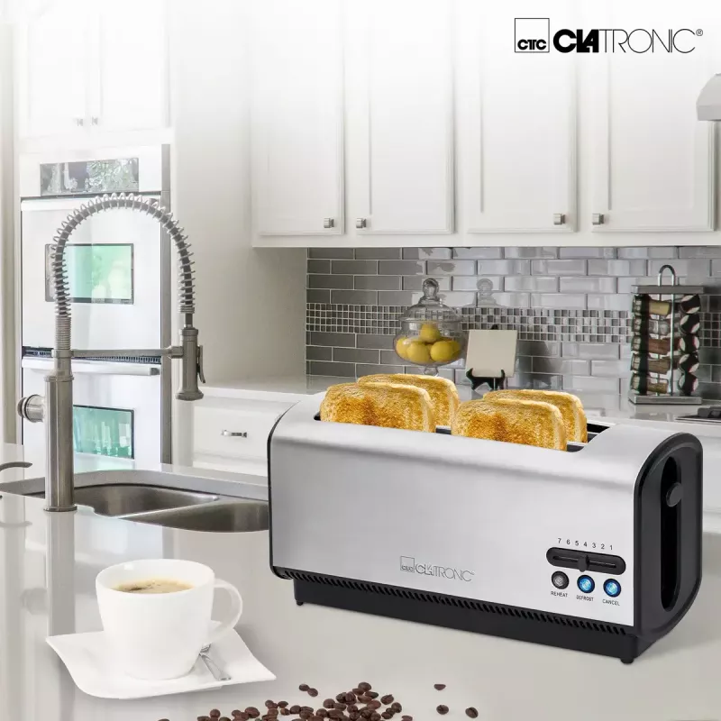 Grauzdētājs Clatronic TA 3687 4 šķēles 1200 W Melns Nerūsējošais tērauds