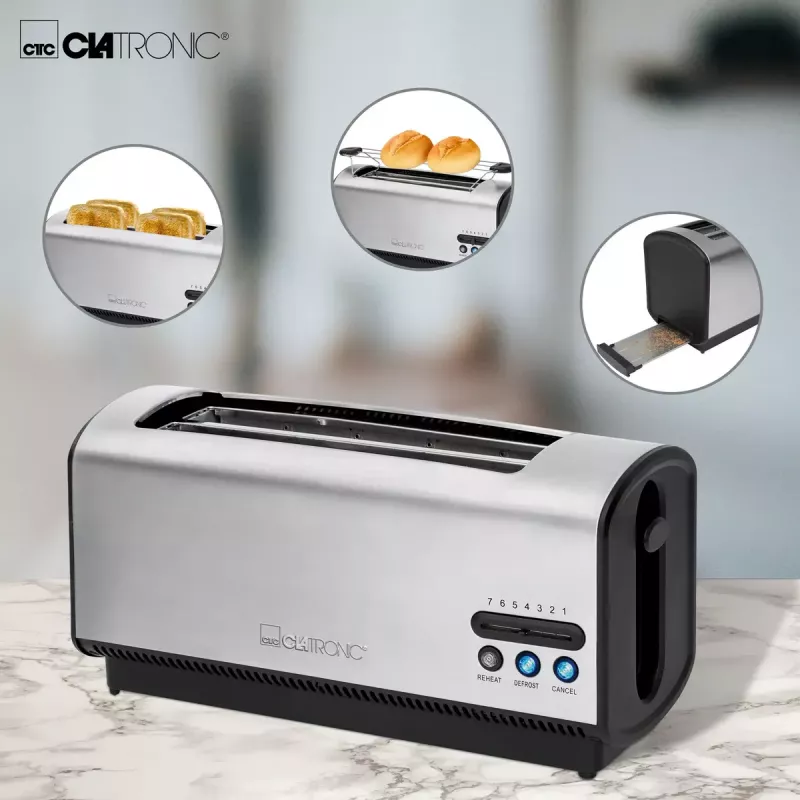 Grauzdētājs Clatronic TA 3687 4 šķēles 1200 W Melns Nerūsējošais tērauds