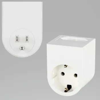 Ceļojumu kontaktligzdas adapteris REV 0020440803 ASV rozetēm, balts