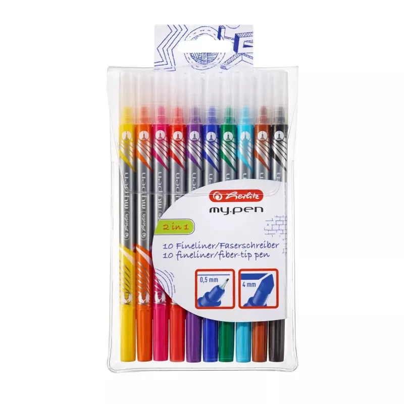 Marķieris Herlitz 11367232 Smalkais gals 10 gab. Melns Zils Brūns Zaļš Oranžs Rozā Purpurs Sarkans Dzeltens